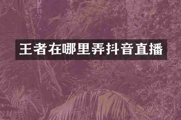 王者在哪里弄抖音直播