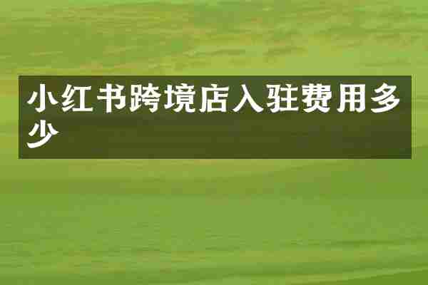 小红书跨境店入驻费用多少