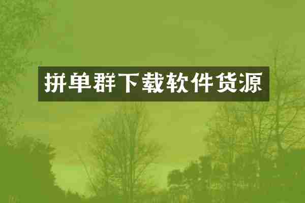 拼单群下载软件货源