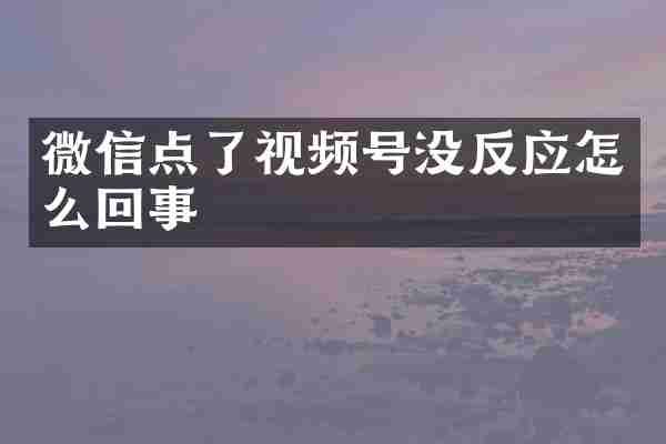 微信点了视频号没反应怎么回事