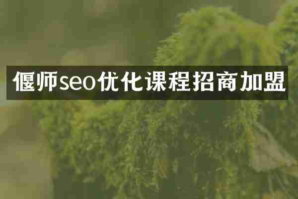 偃师seo优化课程招商加盟