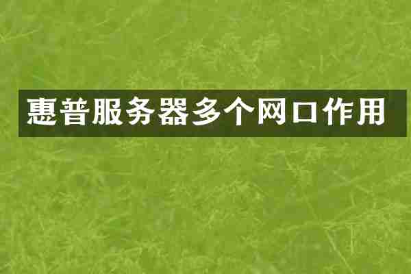 惠普服务器多个网口作用