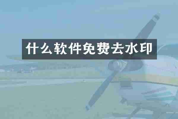 什么软件免费去水印