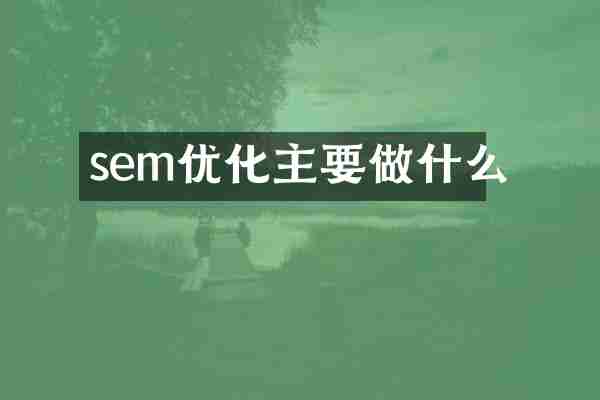 sem优化主要做什么
