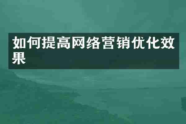 如何提高网络营销优化效果