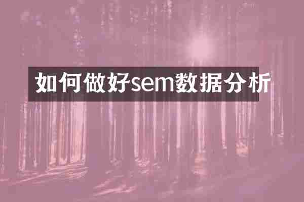 如何做好sem数据分析