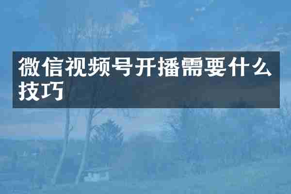 微信视频号开播需要什么技巧