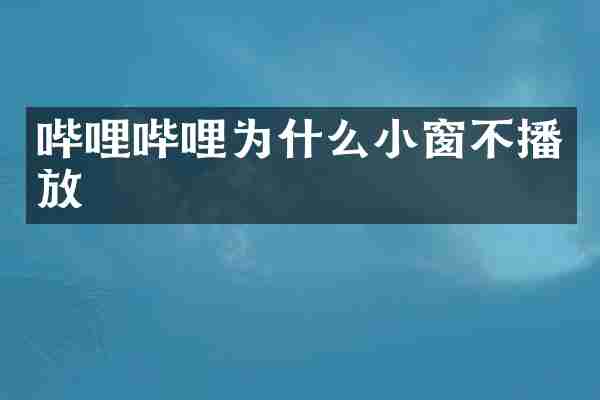 哔哩哔哩为什么小窗不播放