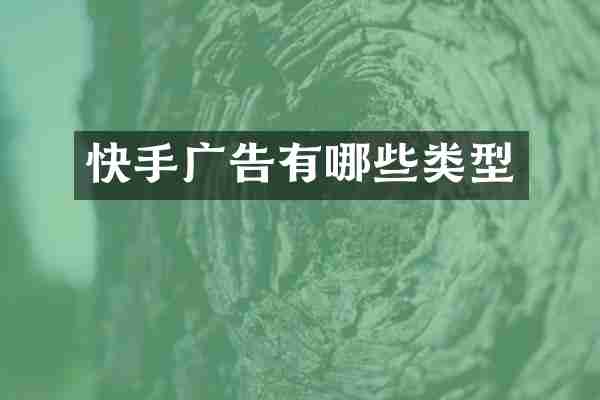 快手广告有哪些类型
