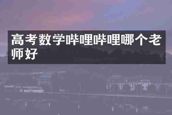 高考数学哔哩哔哩哪个老师好