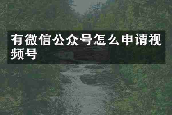 有微信公众号怎么申请视频号