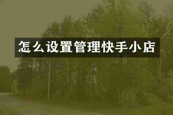 怎么设置管理快手小店