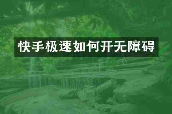 快手极速如何开无障碍