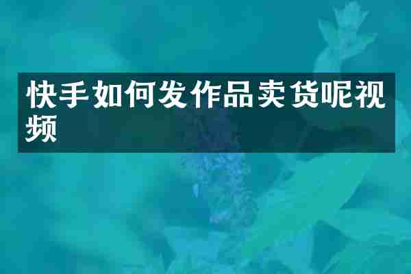 快手如何发作品卖货呢视频