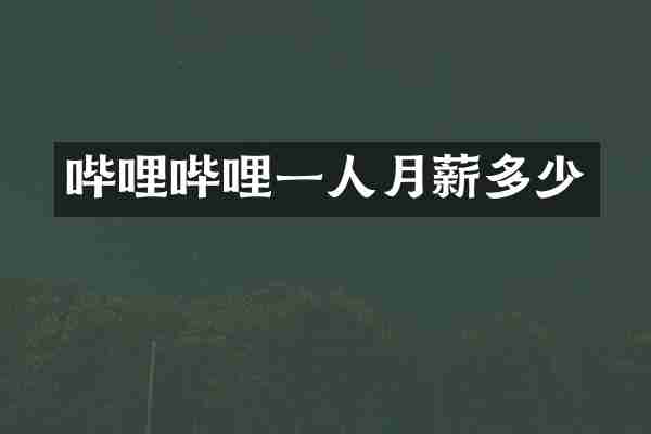 哔哩哔哩一人月薪多少