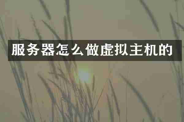 服务器怎么做虚拟主机的