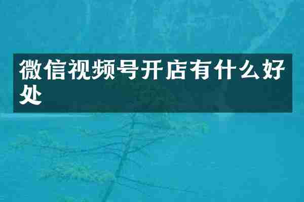 微信视频号开店有什么好处