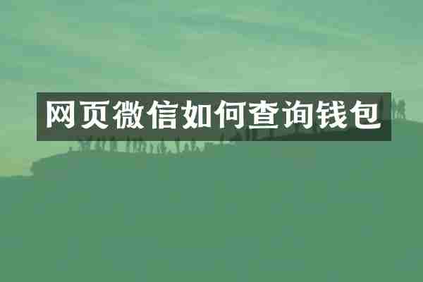 网页微信如何查询钱包