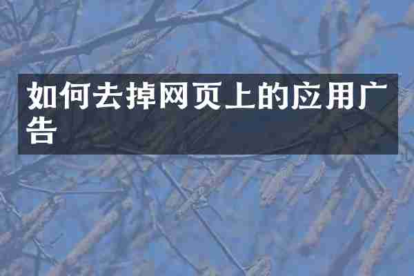 如何去掉网页上的应用广告
