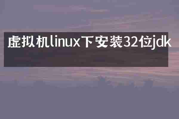 虚拟机linux下安装32位jdk吗