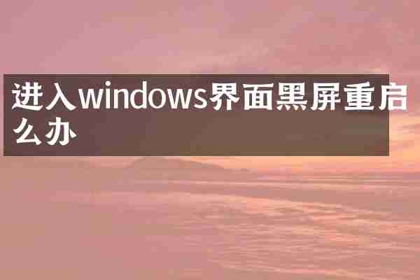 进入windows界面黑屏重启怎么办