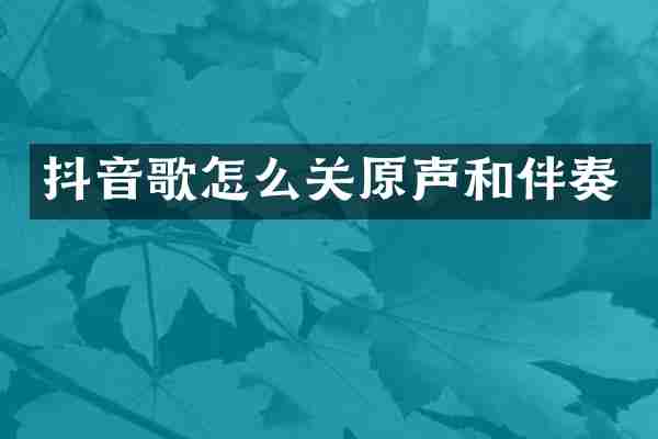 抖音歌怎么关原声和伴奏