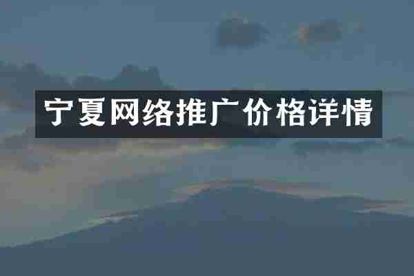 宁夏网络推广价格详情