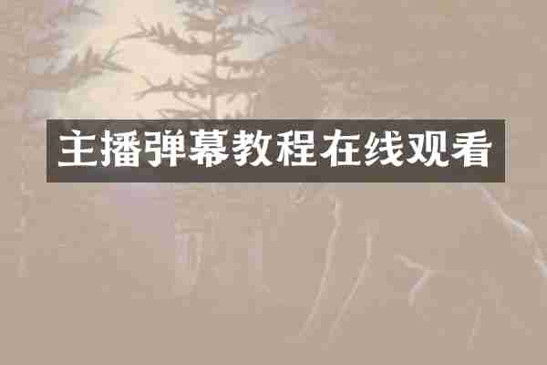 主播弹幕教程在线观看