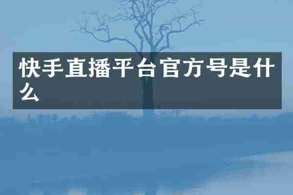 快手直播平台官方号是什么