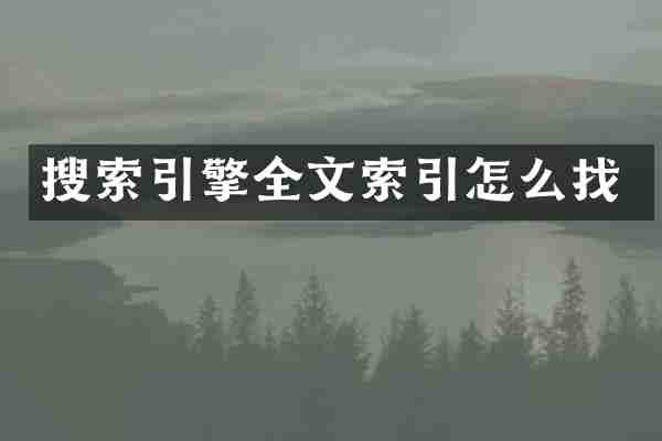 搜索引擎全文索引怎么找