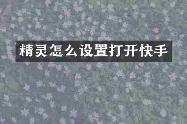 精灵怎么设置打开快手