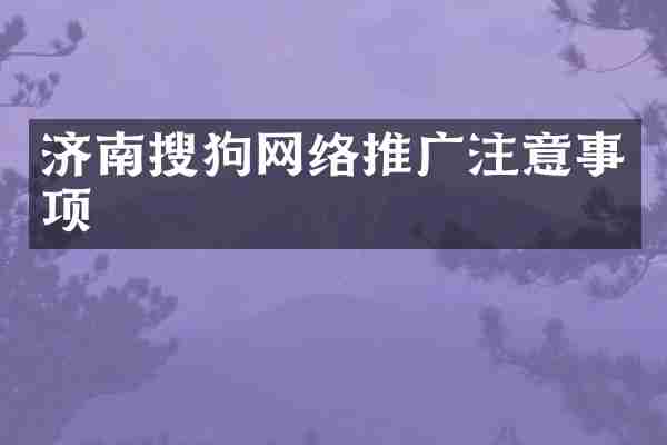 济南搜狗网络推广注意事项