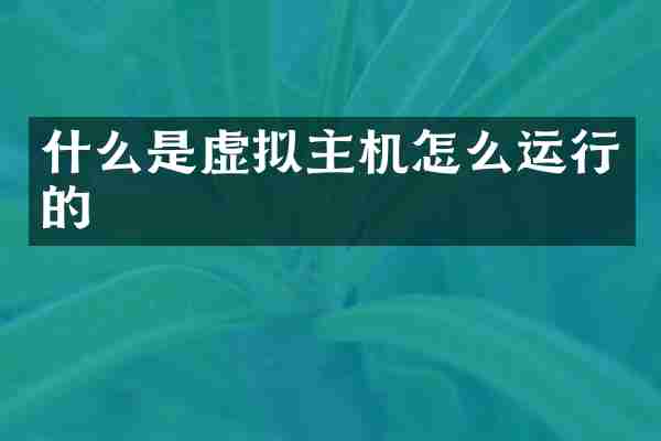 什么是虚拟主机怎么运行的