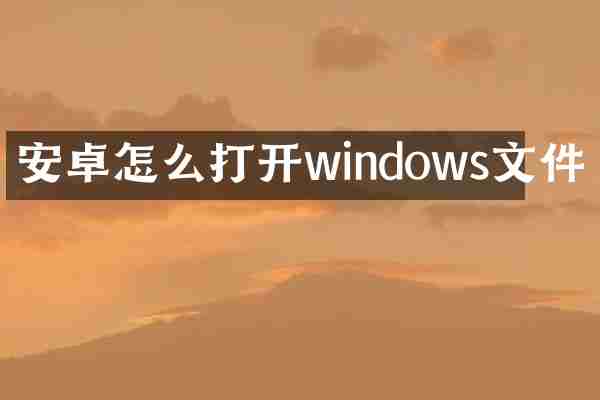 安卓怎么打开windows文件