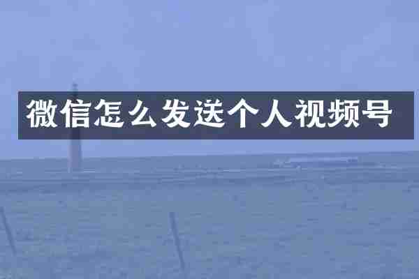 微信怎么发送个人视频号