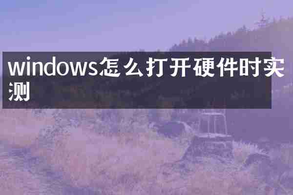 windows怎么打开硬件时实检测