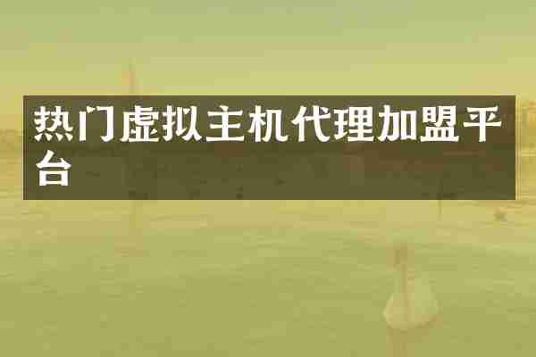 热门虚拟主机代理加盟平台