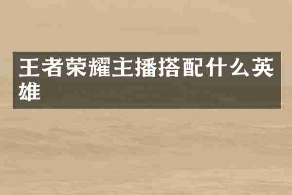 王者荣耀主播搭配什么英雄