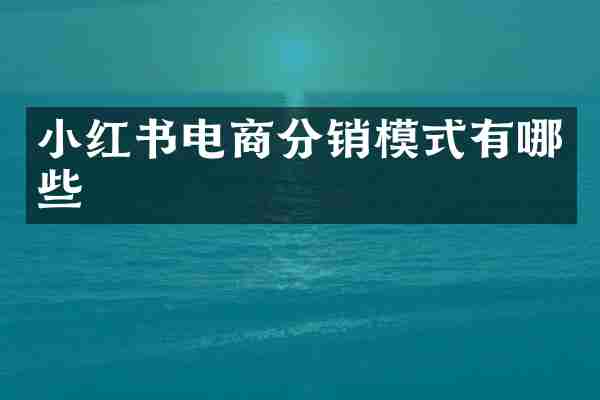 小红书电商分销模式有哪些