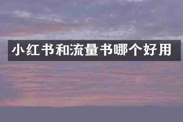 小红书和流量书哪个好用
