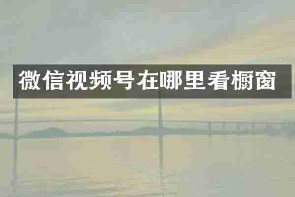 微信视频号在哪里看橱窗