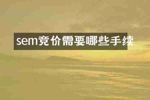 sem竞价需要哪些手续