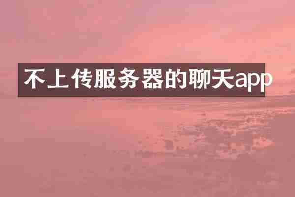 不上传服务器的聊天app