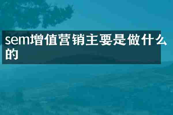 sem增值营销主要是做什么的