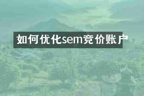 如何优化sem竞价账户
