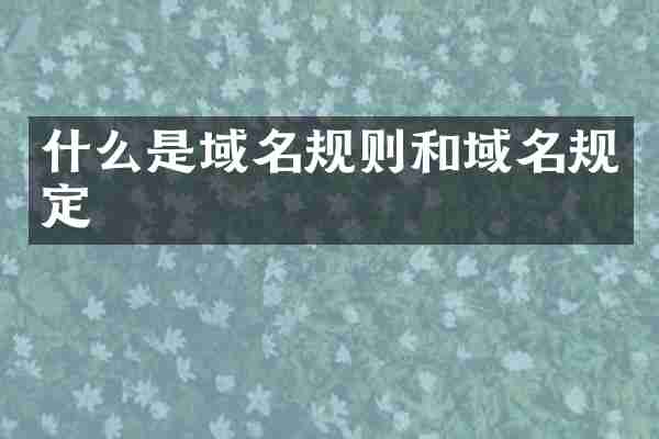 什么是域名规则和域名规定