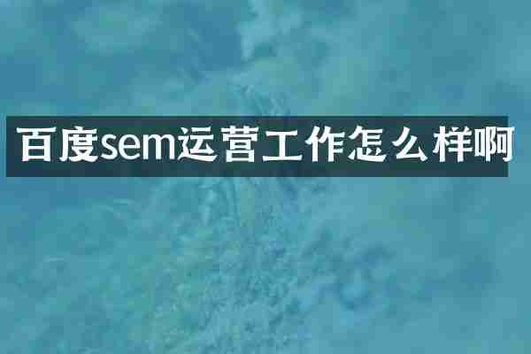 百度sem运营工作怎么样啊