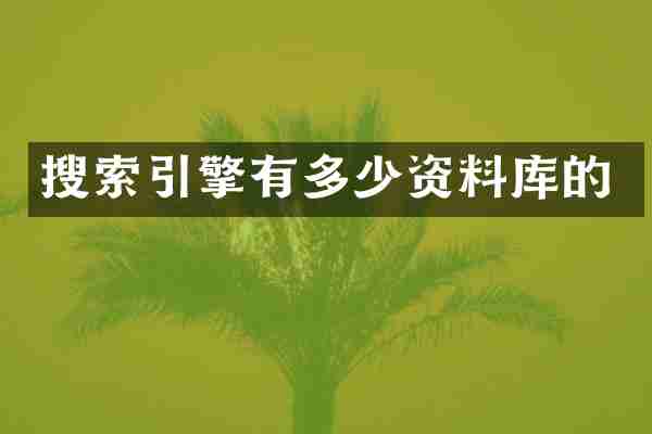 搜索引擎有多少资料库的