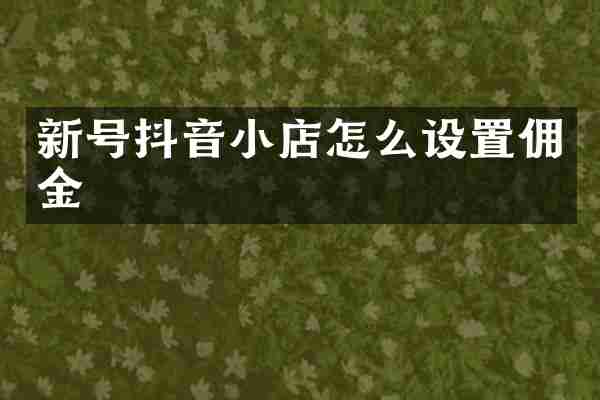 新号抖音小店怎么设置佣金