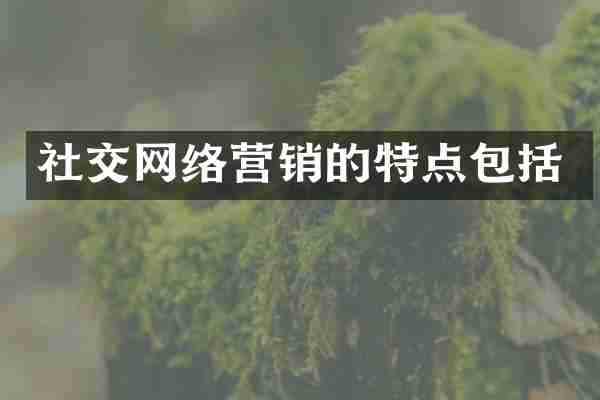 社交网络营销的特点包括